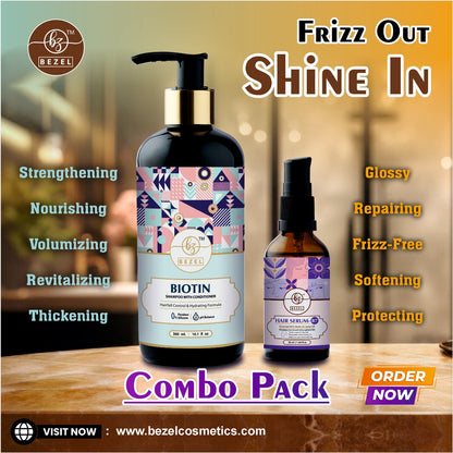 Bezel™ Biotin Conditioner with Shampoo & Hair Serum B7 Combo