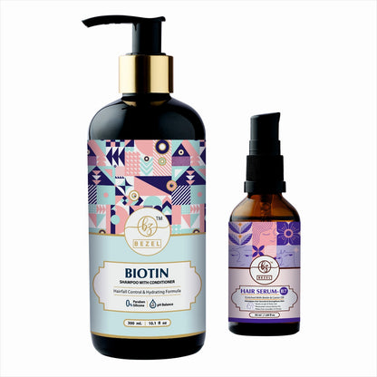 Bezel™ Biotin Conditioner with Shampoo & Hair Serum B7 Combo
